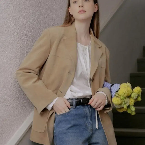 [BUNJANG] Codiz Suede Jacket Beige / 코데즈 스웨이드자켓
