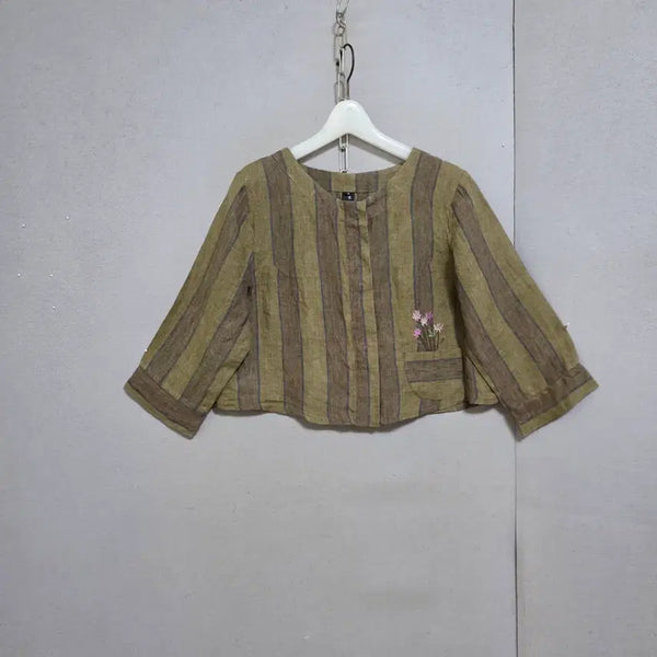 [BUNJANG] Small Floral Linen Blouse - Size S / 작은꽃수포인트 린넨 블라우스 S   n9116