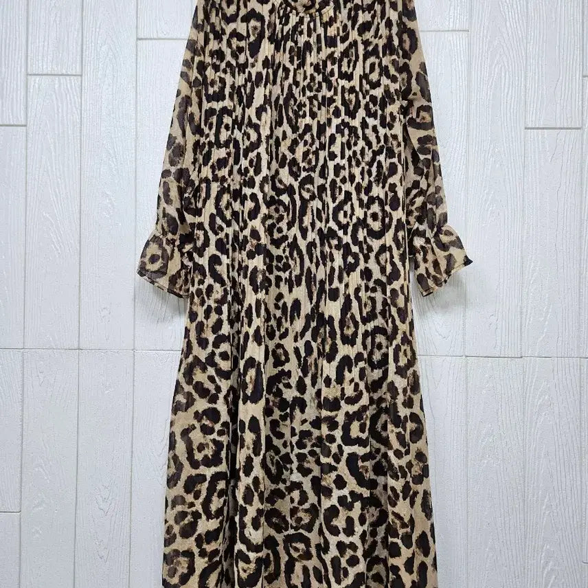 [BUNJANG] Leopard Chiffon Pleated Dress / 호피 쉬폰주름원피스