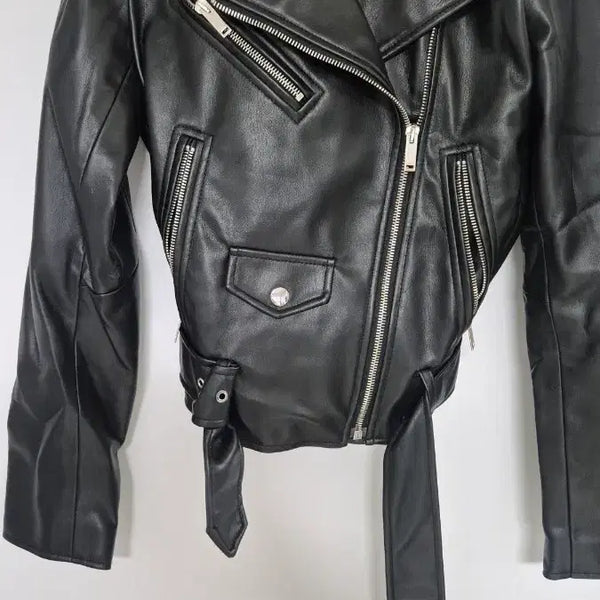 [BUNJANG] Zara Black Leather Rider Cropped Jacket / 자라 블랙 레더 라이더 크롭 자켓