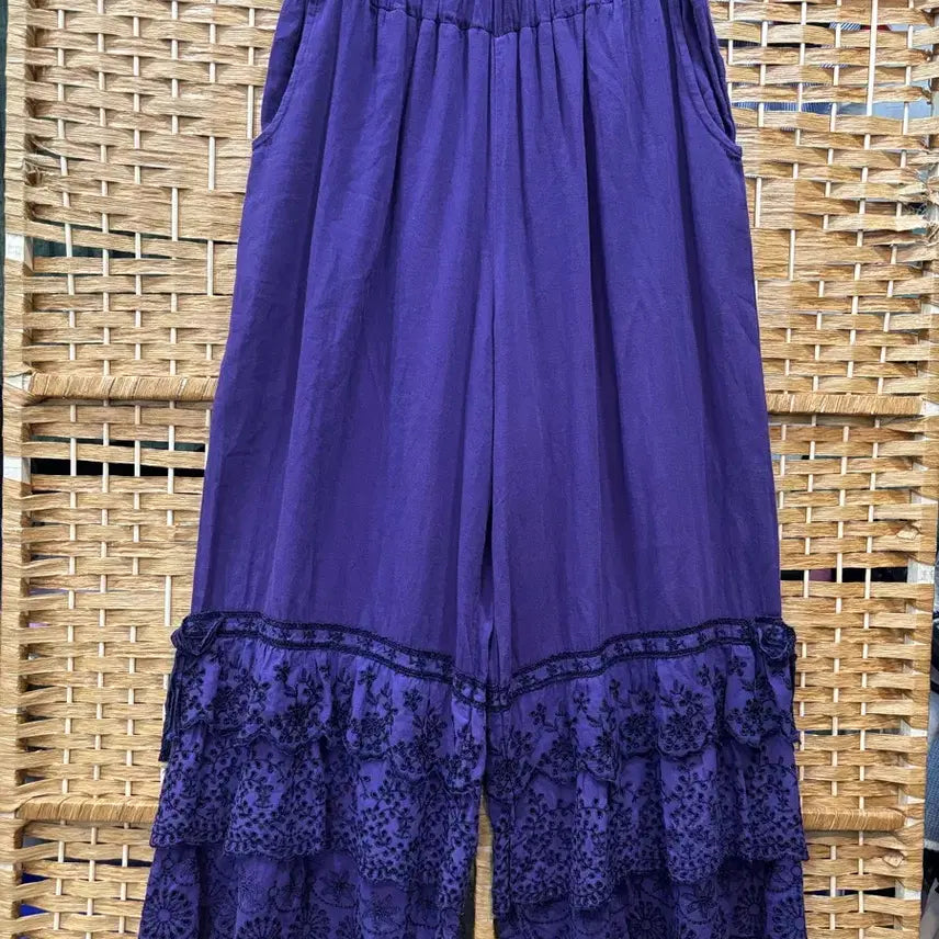 [BUNJANG] Cotton Lace Wide Pants / 면 레이스 와이드 팬츠