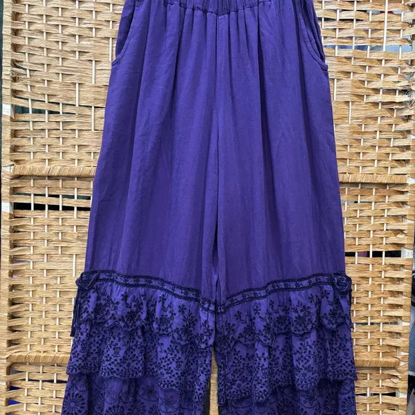 [BUNJANG] Cotton Lace Wide Pants / 면 레이스 와이드 팬츠