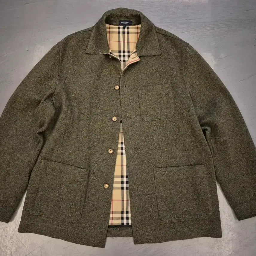 [BUNJANG] Burberry Wool Jacket Khaki Nova Check Lining Elbow Patch / L~XL>00s 버버리 울 자켓