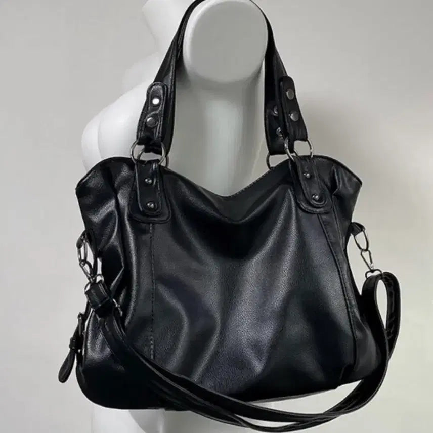 [BUNJANG] Leather Hobo Shoulder Bag / 레더 보부상 숄더백
