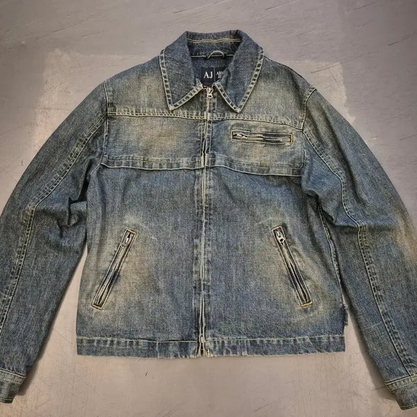 [BUNJANG] Armani Jeans Two-Way Zipper Classic Pattern Denim Jacket / M>00s 아르미니진스 데님 자켓