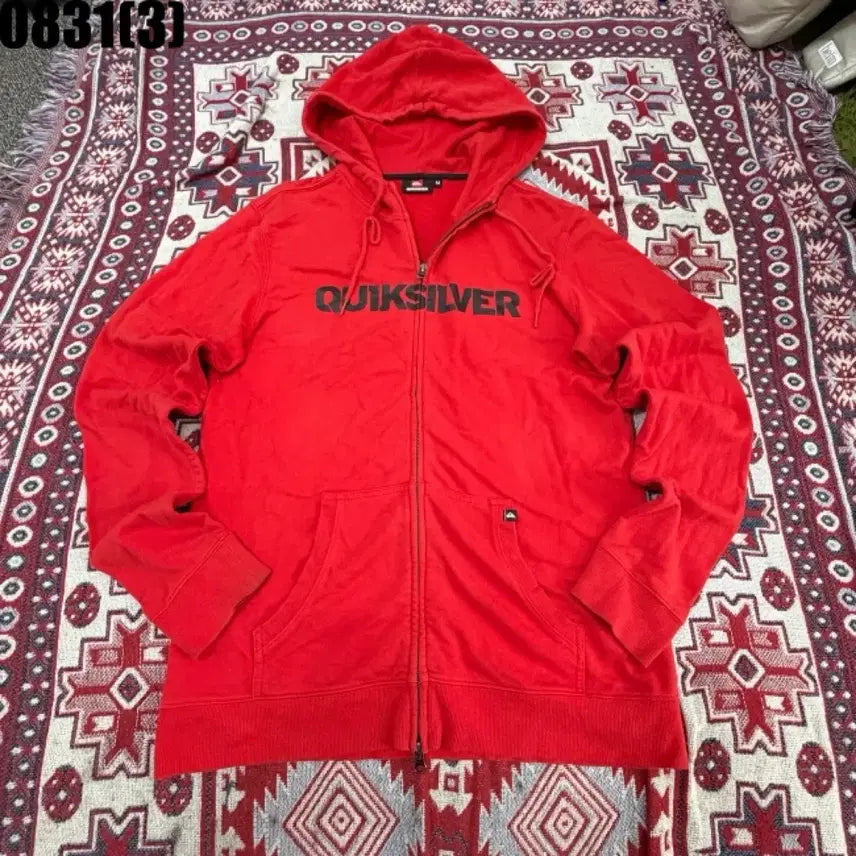 [BUNJANG] Quiksilver Hooded Zip-Up Red M / 퀵실버 후드 집업 레드 M 0831