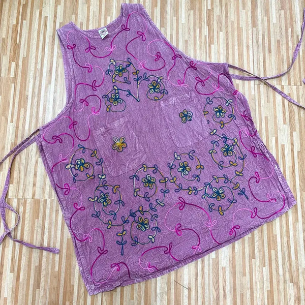 [BUNJANG] Handmade Embroidered Apron Dress / 핸드메이드 스티치 에이프론 드레스 앞치마