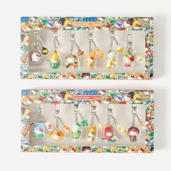 [BUNJANG] Sanrio Hello Kitty Figure Keyring Snack Meal Set / 올리브영 산리오 지역 헬로키티 피규어 키링 간식 식사 2종 풀세트