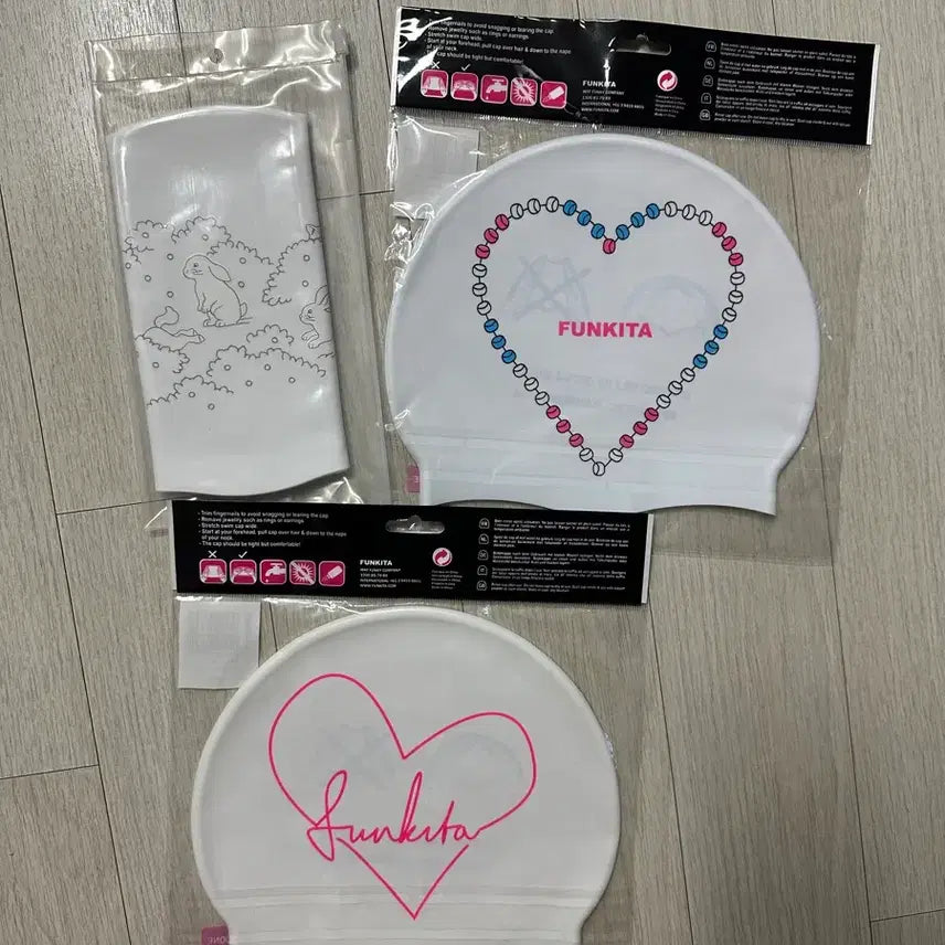 [BUNJANG] Kitty Bunny Pony, Funkita, Scribble Swim Cap Bundle Set / 키티버니포니 그로브, 펑키타 하트로프, 스크리블 수모 일괄