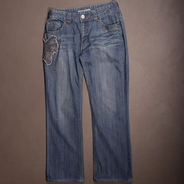 [BUNJANG] Y2K Patch Low Rise Denim Jeans / LOW RISE Y2K PATCH DENIM JEANS A1203