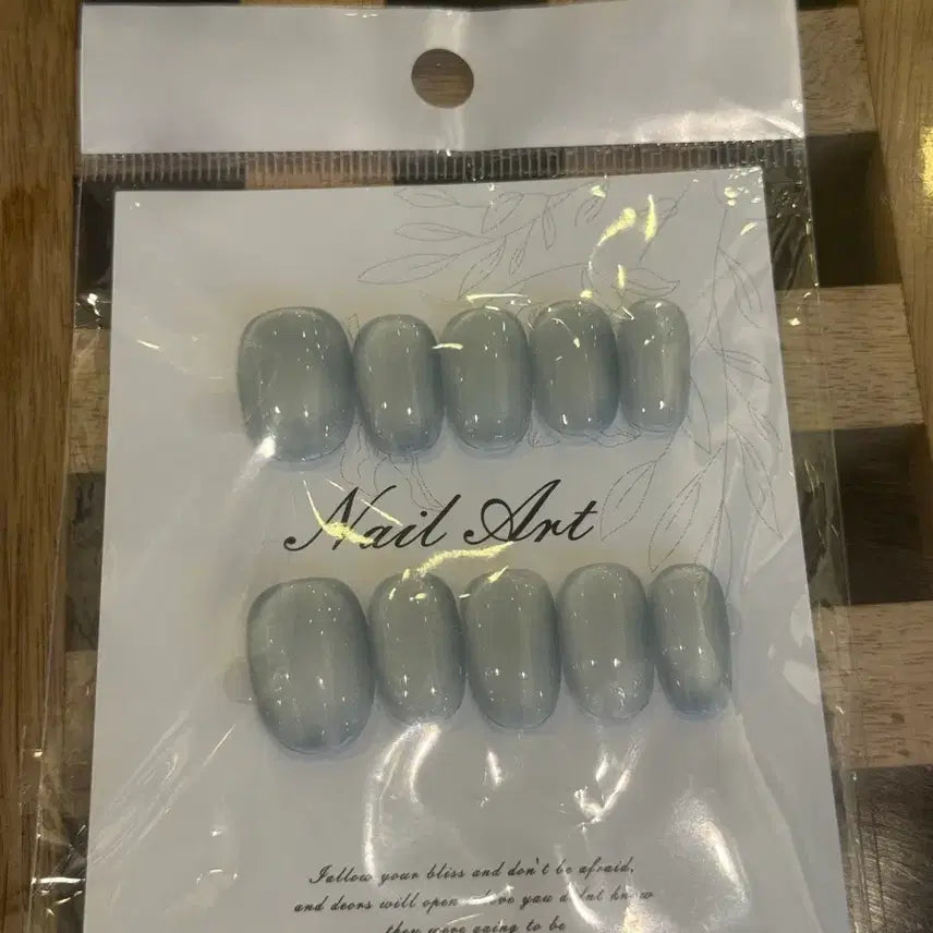 [BUNJANG] Handmade Gray Syrup Pearl Nail Tips (Size L) / 수제네일팁