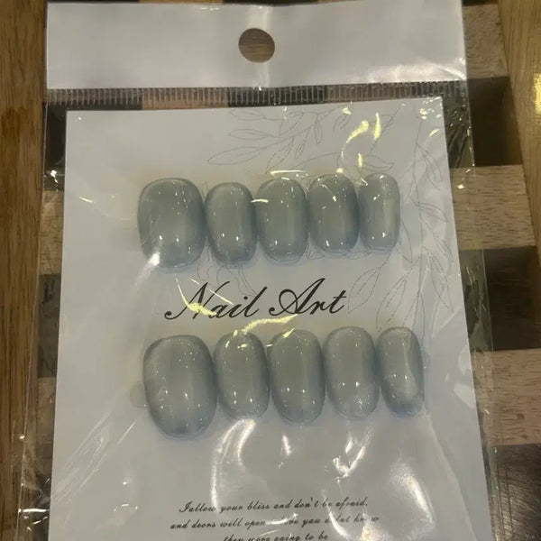 [BUNJANG] Handmade Gray Syrup Pearl Nail Tips (Size L) / 수제네일팁