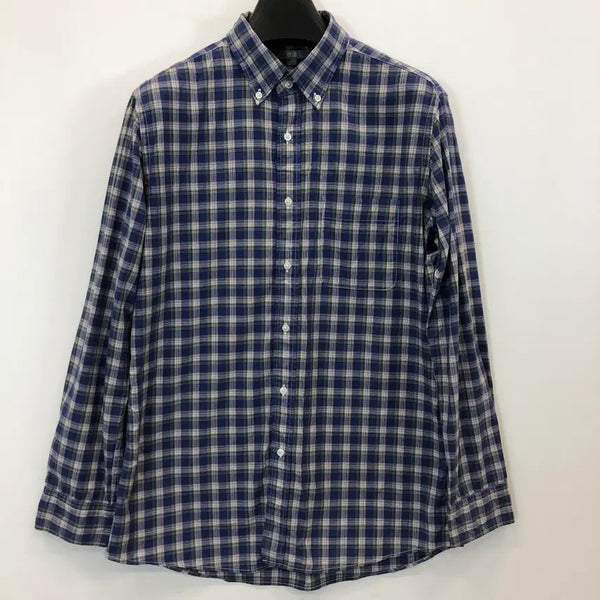 [BUNJANG] Uniqlo Button-Down Blue Check Shirt L / 유니클로 버튼다운 블루 체크셔츠 L