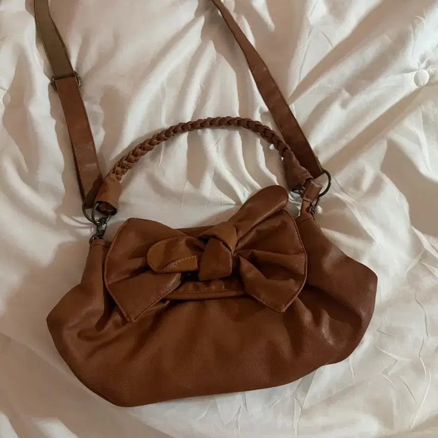[BUNJANG] Vintage Brown Ribbon Shoulder Bag / 빈티지 브라운 리본 숄더백