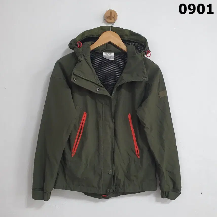 [BUNJANG] HEAD Khaki Hooded Zip-Up Jacket / 헤드 후드 집업 자켓 카키 90