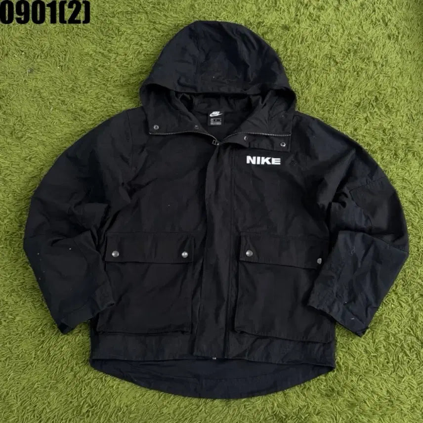 [BUNJANG] Nike Black Hooded Windbreaker Jacket M / 나이키 후드 바람막이 자켓 블랙 M 0901