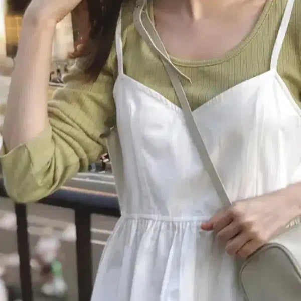 [BUNJANG] Slowand Meloh Punching T-Shirt / 슬로우앤드 멜로 여리핏 펀칭 티셔츠 밀키라임