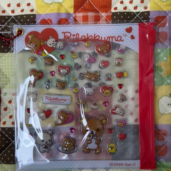 [BUNJANG] San-X Rilakkuma 3D Sticker Pouch Keyring Set / 산엑스 리락쿠마 입체 스티커 파우치 키링 세트 [일본정품 새상품]