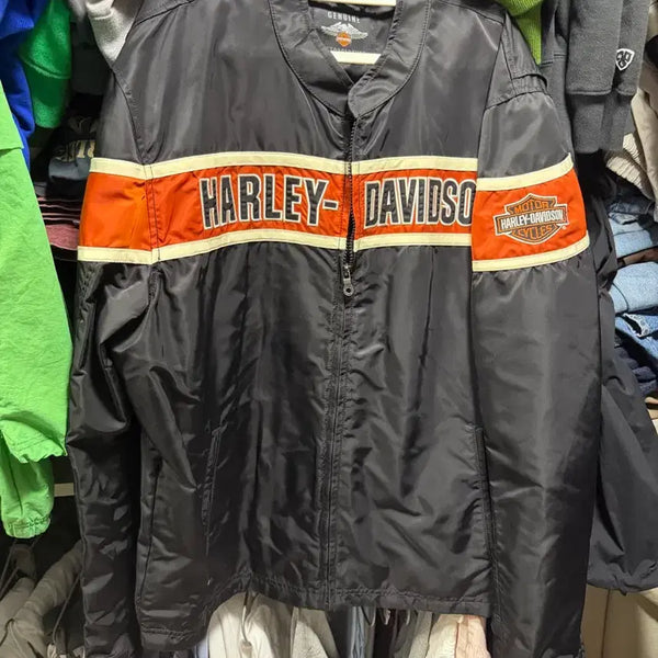 [BUNJANG] Harley-Davidson Black Orange Point Jacket XL / 할리데이비슨 블랙 오렌지 포인트 자켓XL