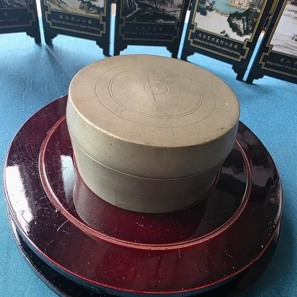 [BUNJANG] Vintage Brass Round Box with Concentric Circle Engraving / 빈티지 황동 유기합/동심원문 소형 동합-향합 7.6cm