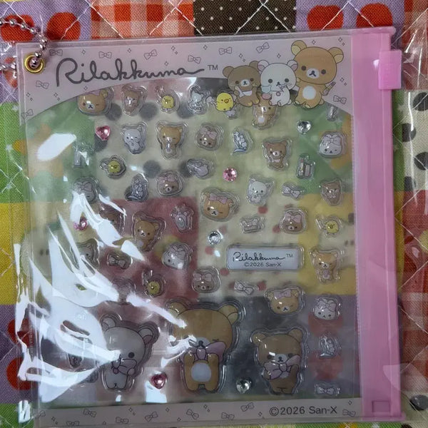 [BUNJANG] San-X Rilakkuma 3D Sticker Pouch Keyring Set / 산엑스 리락쿠마 입체 스티커 파우치 키링 세트 [일본정품 새상품]
