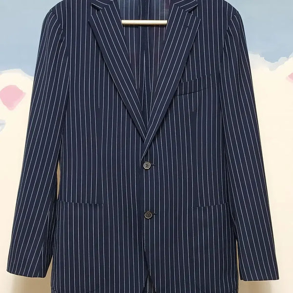 [BUNJANG] Suit Supply Stripe Blazer Jacket Navy Wool Size 52 / (52) 수트서플라이 스트라이프 블레이저 마이 자켓