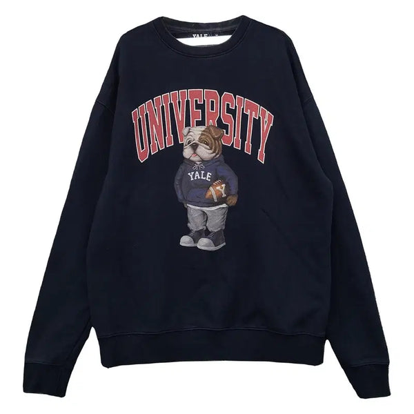[BUNJANG] YALE Navy Cotton University Logo Printing Sweatshirt M / 예일 네이비 코튼 유니버시티 로고 프린팅 맨투맨 M