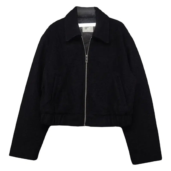 [BUNJANG] 8seconds Black Casual Minimal Zip-Up Jacket / 에잇세컨즈 여성 블랙 캐주얼 미니멀 포켓 집업 자켓 S