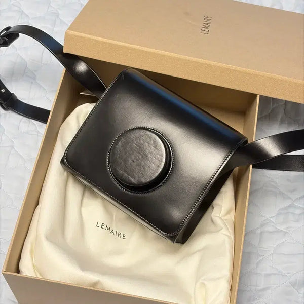 [BUNJANG] Lemaire Camera Bag Vegetable Tan Leather Black Large / 르메르 카메라백 베지터블 탠 레더 블랙 (박스 포함)