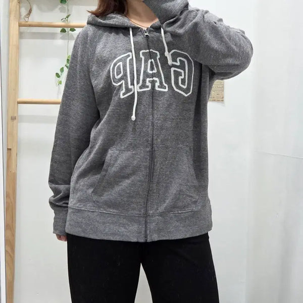 [BUNJANG] GAP Grey Logo Hoodie Zip-up L / [L]GAP 갭 로고 후드집업 그레이