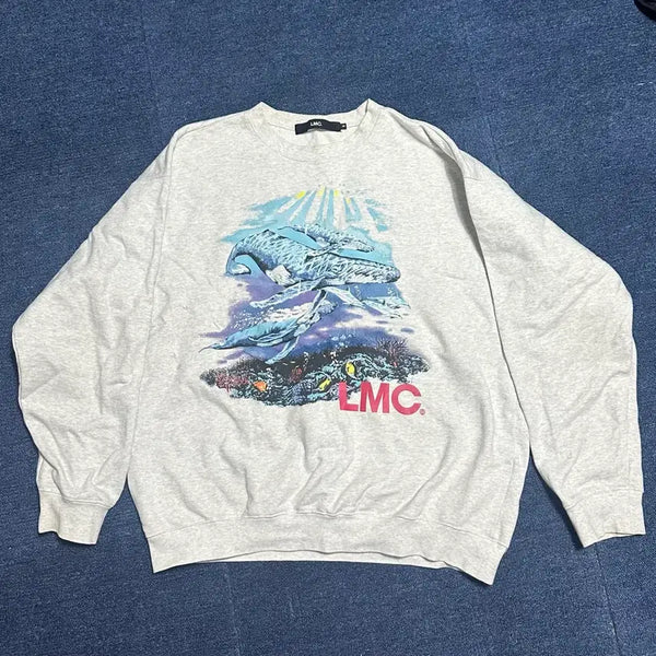 [BUNJANG] LMC Oversized Sweatshirt Light Grey/Ivory / LMC 오버핏 맨투맨 연그레이 아이보리