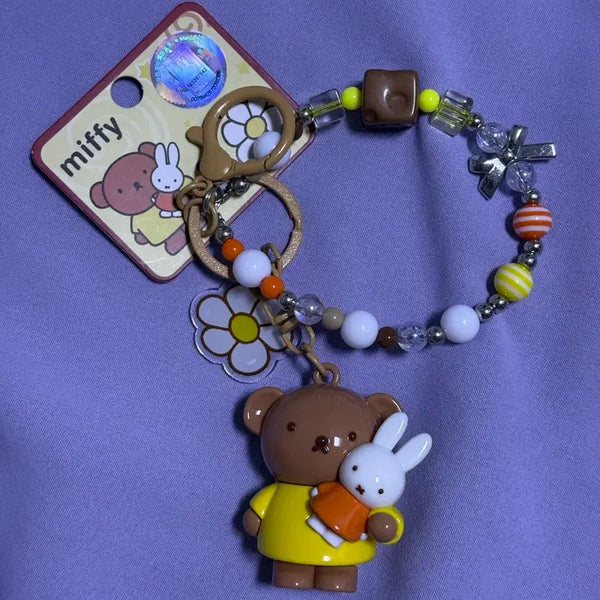 [BUNJANG] Miffy Boris Bear Beaded Strap Keychain / 미피 보리스베어 비즈 스트랩 키링