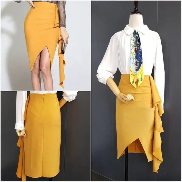 [BUNJANG] Tiarra Mustard Cut Skirt / [55/66]머스타드 컷팅스커트