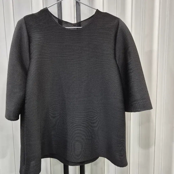 [BUNJANG] Pleated 7/10 Sleeve Blouse - Black / 플리츠 7부 소매 블라우스 블랙