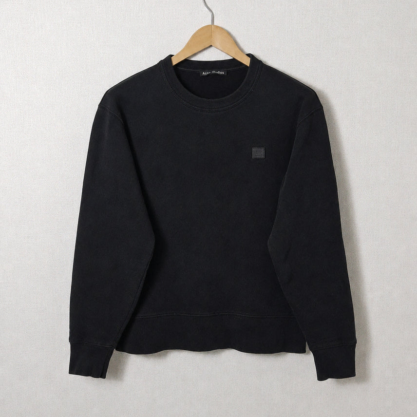 [BUNJANG] Acne Studios Face Patch Fleece Sweatshirt Black S / 아크네스튜디오 페이스패치 맨투맨 플리스 스웻셔츠 정품 남성 블랙 S 95