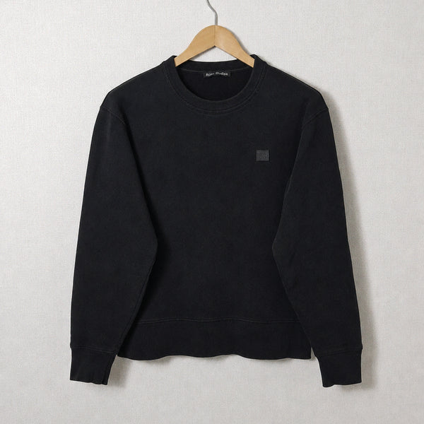 [BUNJANG] Acne Studios Face Patch Fleece Sweatshirt Black S / 아크네스튜디오 페이스패치 맨투맨 플리스 스웻셔츠 정품 남성 블랙 S 95