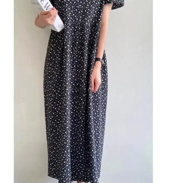 [BUNJANG] Shirred Sleeve Printed Dress / 셔링소매 나염 원피스