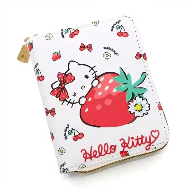 [BUNJANG] Hello Kitty Strawberry Wallet / 수입 화이트 헬로키티 딸기 반지갑 지퍼돌이