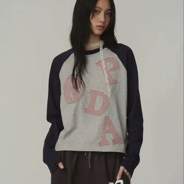 [BUNJANG] Frenda Big Patch Long Sleeve Gray / 프렌다 빅패치 롱슬리브 그레이