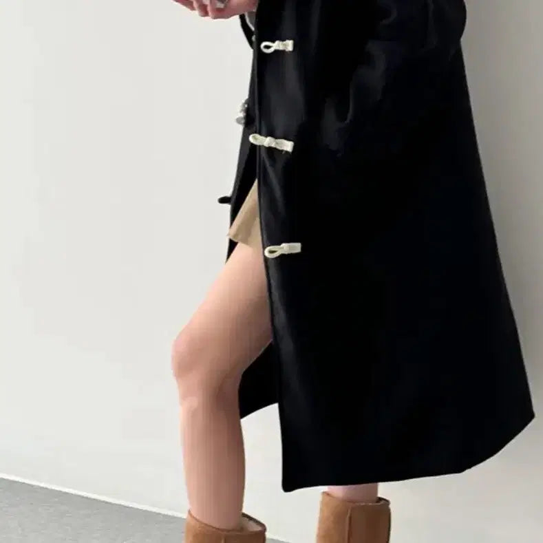[BUNJANG] Black Long Duffle Coat / 블랙 떡볶이코트 롱기장