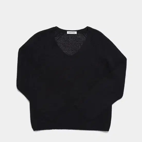 [BUNJANG] Ponytail V-Neck Knit Black / 포니테일 브이넥 니트 블랙