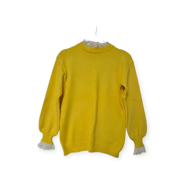 [BUNJANG] Yellow Lace Knit Top / 네고가능! 레이스 노랑 니트