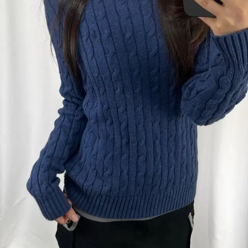 [BUNJANG] Polo Cable Knit Sweater / 폴로 꽈배기 니트