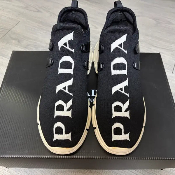 [BUNJANG] Prada Logo Knit Sneakers / 프라다 니트로고 스니커즈