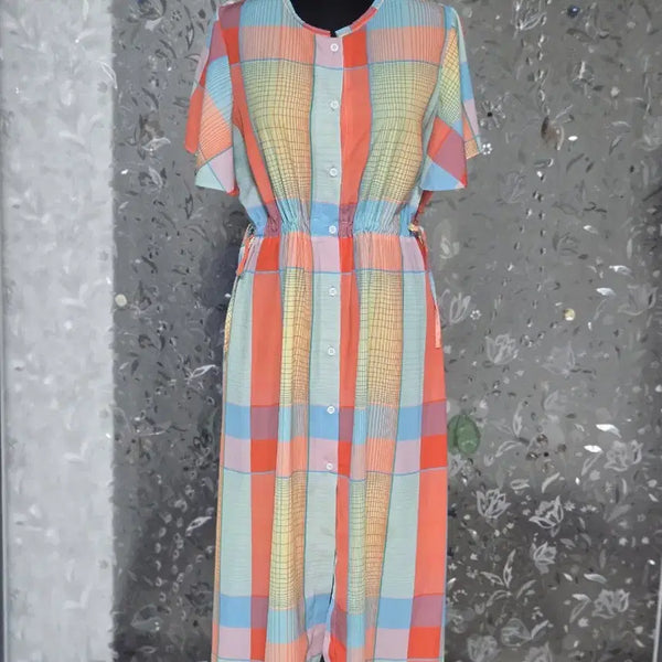 [BUNJANG] Check Pattern Long Shirt Dress / 체크 패턴 셔츠 롱 원피스 (세일가 )