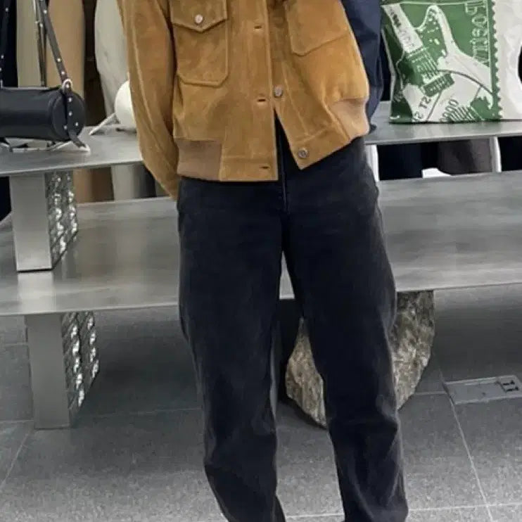 [BUNJANG] Afterpray Suede Trucker Jacket Camel M / 애프터프레이 스웨이드 트러커 자켓 카멜 M