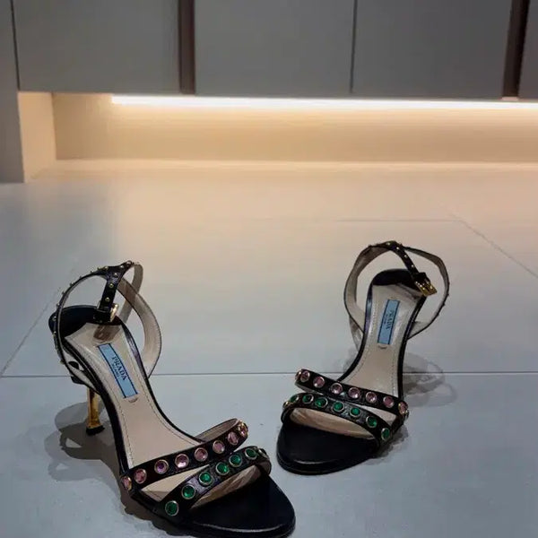 [BUNJANG] Prada Multi-Color Jewel Strap Heeled Sandals / 프라다 멀티 컬러 쥬얼 스트랩 샌들 힐