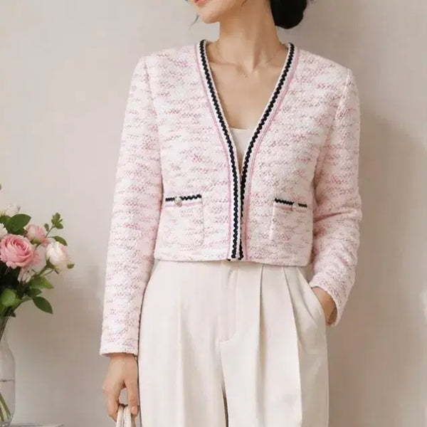 [BUNJANG] It Michaa Tweed Short Jacket Pink / 새상품. 잇미샤 트위드 숏 자켓