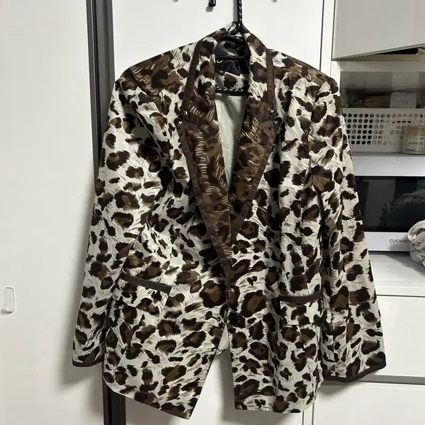 [BUNJANG] Vintage Poly Leopard Print Blazer / 빈티지 폴리 호피 블레이저