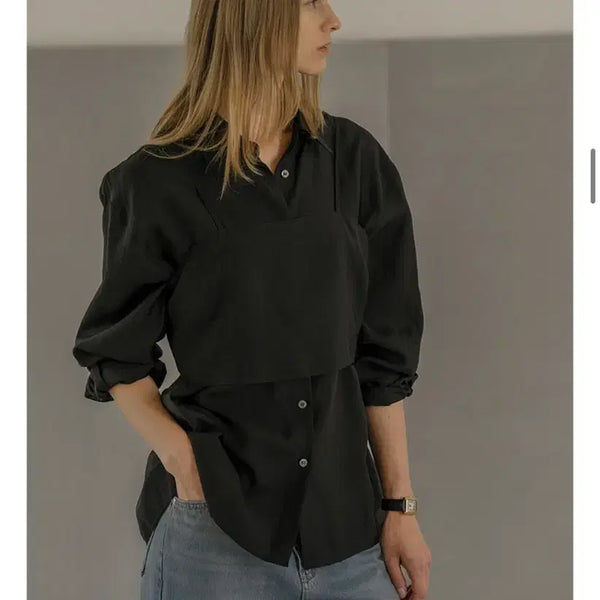 [BUNJANG] Nounou Better Silky Blouse Set (Black) / 노운베러 실키 블라우스 세트 (검정) (2번착용)